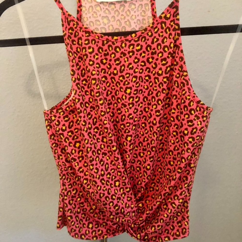 LUSH Pink Cheetah Print Crop Top
